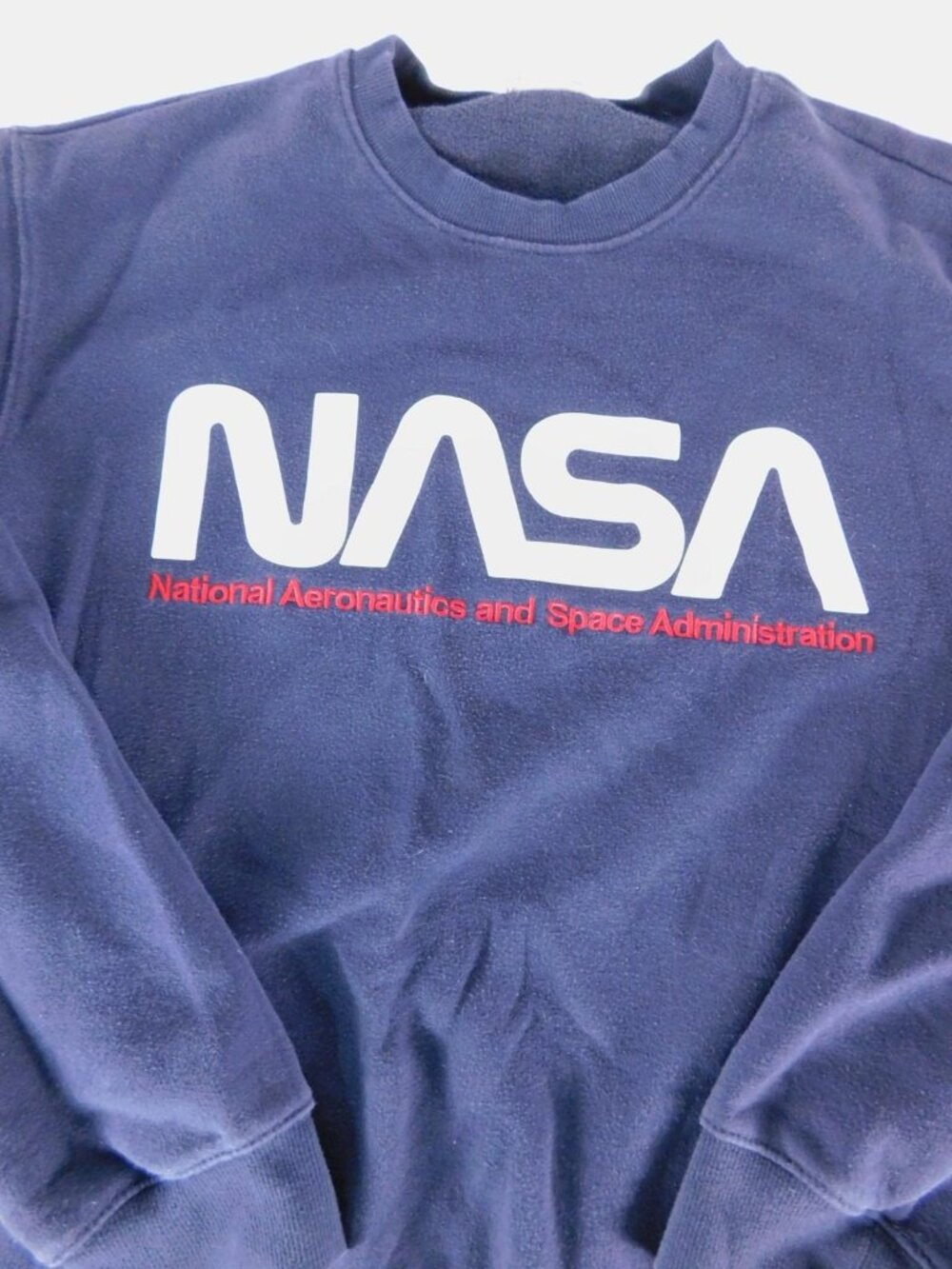 H&M Sweatshirt Mens XL Blue NASA Space Logo USA Flag Fleece Crew Neck Pullover - Picture 2 of 10